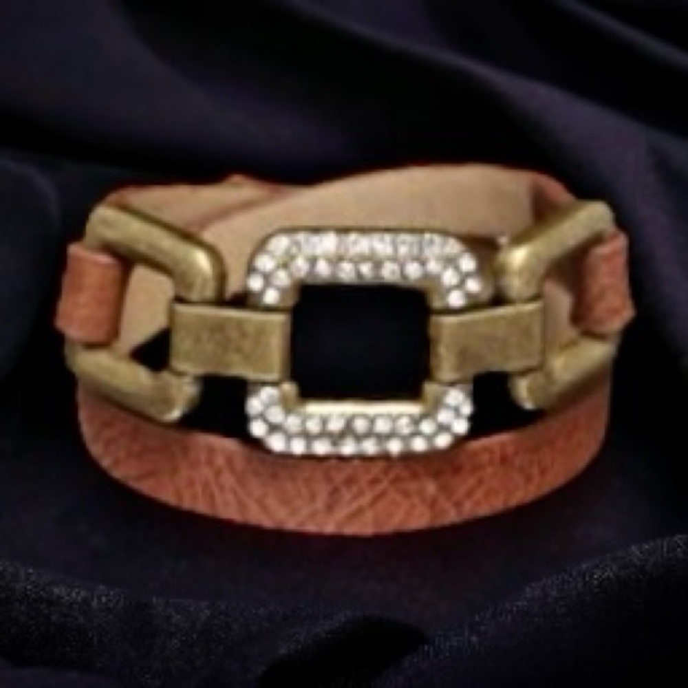 Express faux leather rhinestone wrap bracelet